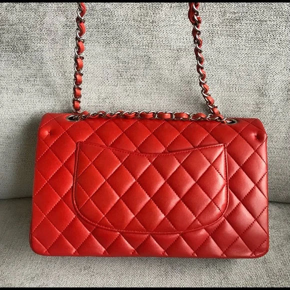 SOLD Chanel medium double flap in red lambskin - Picture 7 of 12